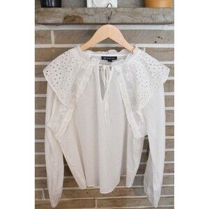 INC International Concepts Women's Washed White Eyelet Trim Top Size XXL NWT